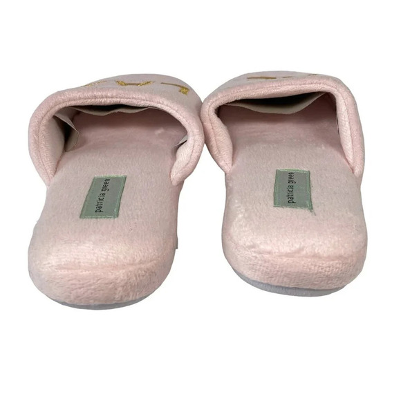 Patricia Green Relax Slide Slippers, Size XL (10), Pink w Gold, Plush, Like New - Picture 3 of 5